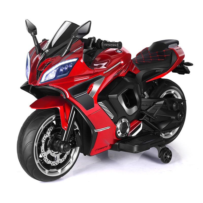 12V elektrische kindermotorfiets met dubbele aandrijving en sleutelstart