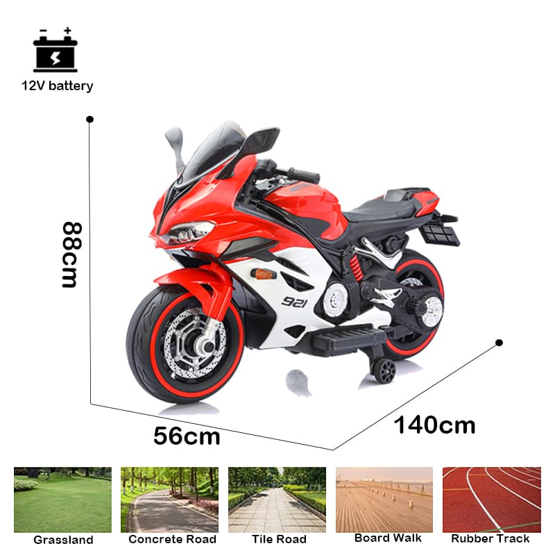 Kindermotorfiets met LED-carrosserieverlichting